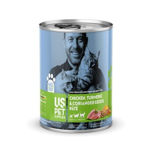 کنسرو غذای گربه یو اس پت مدل های پریمیوم با طعم مرغ و زردچوبه و گشنیز USPet Cat Canned Food وزن 800 گرم