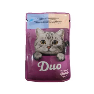 پوچ گربه ویسکاس با طعم ماهی تن و قزل‌آلا Whiskas Duo وزن 85 گرم