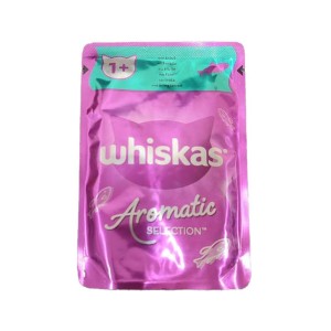 پوچ گربه ویسکاس با طعم ماهی قزل‌آلا Whiskas Aromatic Selection Seafood Delight in Gravy وزن 85 گرم