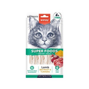 بستنی گربه ونپی با طعم بره، چغندر و زردچوبه Wanpy Superfoods Creamy Lickable وزن 70 گرم