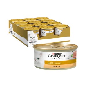 کنسرو غذای گربه گورمت پته با طعم گوشت بوقلمون Gourmet Gold Pate بسته 24 عددی