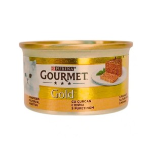 کنسرو غذای گربه گورمت پته با طعم گوشت بوقلمون Gourmet Gold Pate وزن 85 گرم