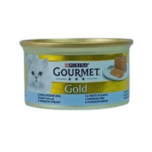 کنسرو غذای گربه گورمت پته با طعم ماهی اقیانوس Gourmet Gold Pate وزن 85 گرم