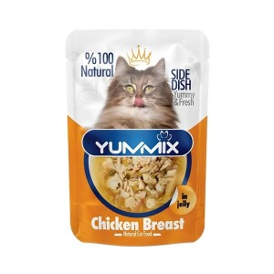 پوچ گربه بالغ یامیکس مدل نچرال با سینه مرغ Yummix With Chicken Breast Natural Adult Cat Pouch وزن 85 گرم