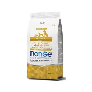 غذای خشک سگ مونژه با طعم مرغ، برنج و سیب زمینی Monge Natural Superpremium All Breeds Adult Monoprotein وزن 12 کیلوگرم