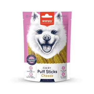تشویقی سگ ونپی با طعم پنیر Wanpy Chewy Puff Sticks وزن 100 گرم