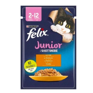 پوچ بچه گربه فلیکس با طعم گوشت مرغ Felix Junior وزن 85 گرم