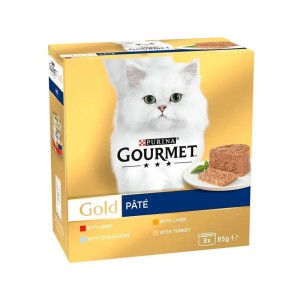 کنسرو غذای گربه گورمت پته با 4 طعم متفاوت Gourmet Gold Pate بسته 8 عددی