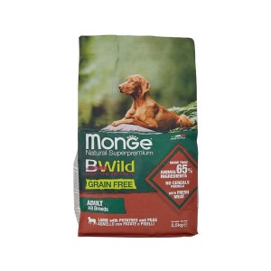 غذای خشک سگ مونژه با طعم گوشت بره و سیب زمینی و نخود فرنگی Monge Bwild Dog Food وزن 2.5 کیلوگرم