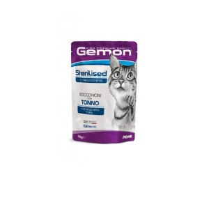 پوچ گربه عقیم مونژه مدل جمون طعم ماهی تن Monge Gemon Pouch Sterilised Cat with Tuna وزن 85 گرم