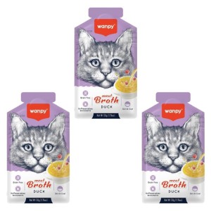 سوپ گربه ونپی با طعم اردک سفارش اروپا Wanpy Meat Broth بسته 3 عددی