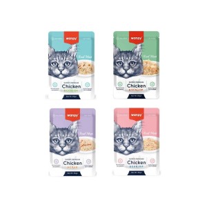 پوچ گربه ونپی با طعم میکس سفارش اروپا Wanpy Super Premium بسته 4 عددی