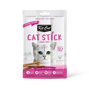 تشویقی مدادی گربه کیت کت با طعم مرغ، اردک و زغال اخته Kit Cat Grain-free Cat Sticks With Chicken, Duck & Cranberries وزن 15 گرم