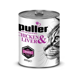 کنسرو غذای گربه پولر با طعم مرغ و جگر Puller Premium وزن 800 گرم