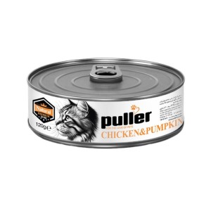 کنسرو غذای گربه پولر با طعم مرغ و کدو‌تنبل Puller Premium Natural وزن 120 گرم