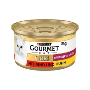 کنسرو غذای گربه گورمت با طعم مرغ و گوشت در سس Gourmet Gold In Sauce وزن 85 گرم