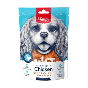 تشویقی سگ ونپی با طعم مرغ و کلسیم Chicken Jerky & Calcium Bone Wrap وزن 100 گرم
