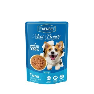 پوچ سگ فنبی با طعم ماهی تن و مرغ و کدو Faenbei Dog Pouch with Tuna & Chicken & Pumpkin وزن 130 گرم
