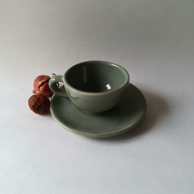 فنجان  و زیر فنجانی اسپرسو رنگ سبز مدل الینا