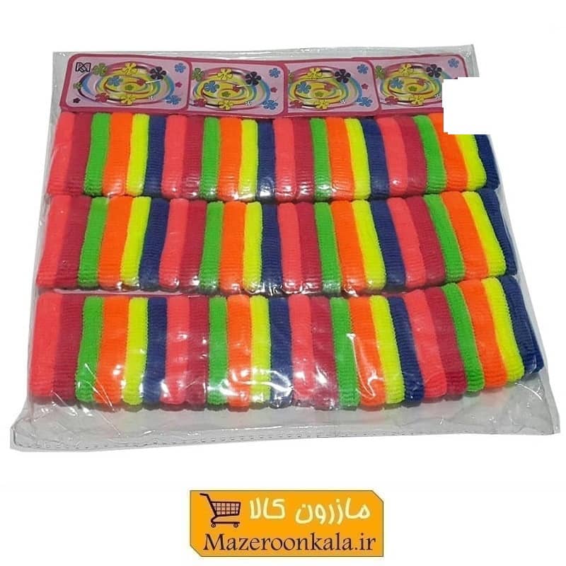 کش مو دخترانه و زنانه رنگی حوله ای باریک فروش بسته 72 عددی ZKM-003