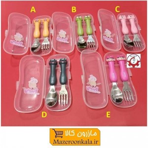 ست قاشق و چنگال کودک کارتونی حیوانات Animal با محفظه فروش تک و تعداد HGS-019