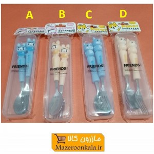 ست قاشق و چنگال کودک کارتونی حیوانات فرندز Friends با قاب پلاستیکی  HGS-021