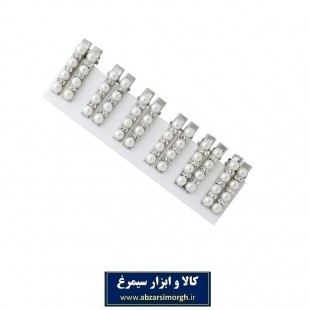 گیره سر انبر فلزی مرواریدی نگین دار ۵ سانت ۲ عددی ZGS-003