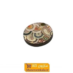 آینه جیبی چوبی گرد طرح سنتی بته جقه فروش تکی و جینی ZAY-011
