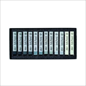 گچ پاستل12عددی (طیف رنگی سفید طوسی مشکی) گالری کدMPV-12G