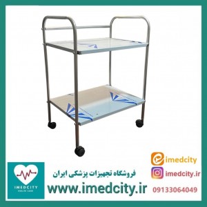 ترالی پانسمان دو طبقه پزشک آرا با رویه استیل و دوام بالا
