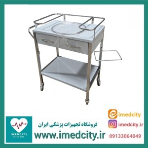 ترالی حمل دارو تمام استیل دو کشو پزشک آرا
