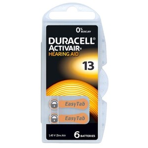 باتری سمعک  شماره 13 دوراسل Duracell بسته 6 عددی