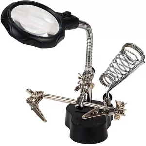 گیره مونتاژ به همراه ذره بین و چراغ LED مدل TE-801