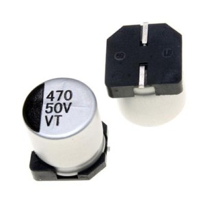 خازن 470 میکرو فاراد 50 ولت SMD ساخت nippon ژاپن سری mvh دمای 125 درجه