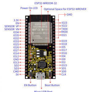 برد  توسعه ESP32-wroom32D دارای بلوتوث ، وای فای و مبدل CP2102