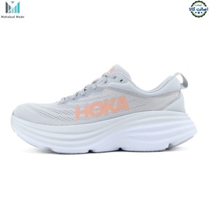 کفش هوکا باندی 8 واید طوسی مدل HOKA Bondi 8 (Wide - D) 1127954 HMLR سایز 42