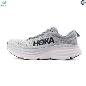 کفش هوکا باندی 8 ایکس واید طوسی مدل HOKA BONDI 8 (EXTRA WIDE) 1127955-SHMS سایز 48