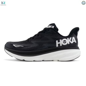 کفش هوکا کلیفتون 9 واید مشکی سفید مدل Hoka One One Clifton 9 wide 1132210 BWHT Wide (2E) سایز 42