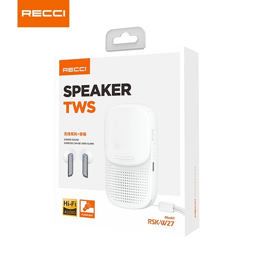 اسپیکر بلوتوثی و هندزفری رسی مدل  RSK-W27 tws با گارانتی هیرسا سرویس