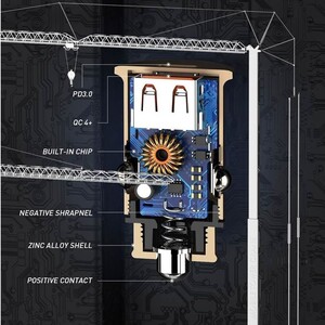 شارژر فندکی الدینیو مدل C506Q به همراه کابل تبدیل microUSB