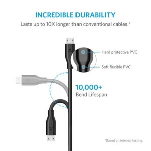 کابل تبدیل USB به microUSB انکر مدل A8132 PowerLine طول 0.9 متر