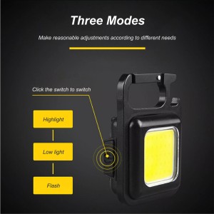 چراغ قوه کوچک COB ، 800 لومن روشن و قابل شارژ Keychain Mini چراغ قوه 3 حالت نور چراغ جیبی قابل حمل با درب بازکن بطری تاشو و پایه مگنت برای ماهیگیری ، پیاده روی و کمپینگ