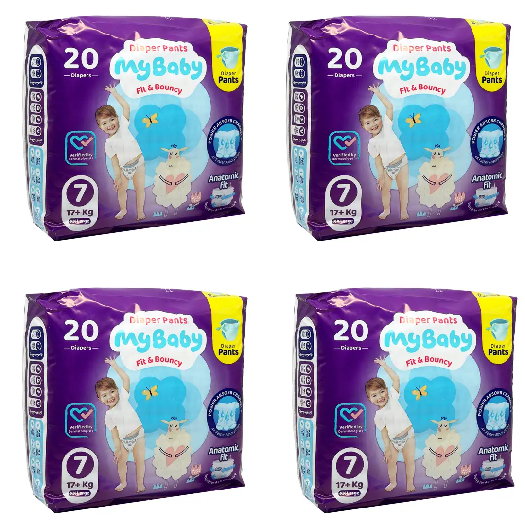 پوشک شورتی کانال دار سایز 7 مای بی بی 20 عددی - پک 4 عددی