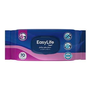 دستمال مرطوب ایزی لایف مدل لوندر بسته - 70 عددی