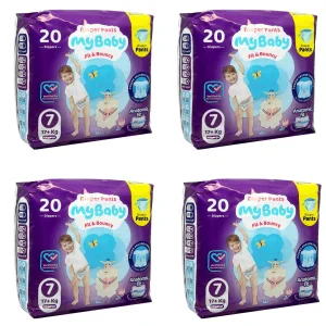 پوشک شورتی کانال دار سایز 7 مای بی بی 20 عددی - پک 4 عددی
