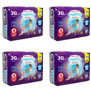 پوشک شورتی کانال دار سایز 4 مای بی بی 30 عددی - پک 4 عددی