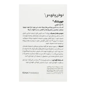 جدول ترکیبات قرص جوینتک شامل ویتامین‌ها، مواد معدنی و عصاره‌های گیاهی
