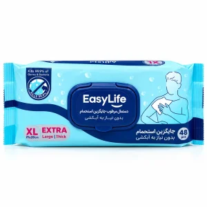 دستمال مرطوب بزرگسال جایگزین استحمام ایزی لایف - 48 عددی