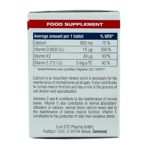 مشخصات کلسیم  یوروویتال 600 میلی گرم 50 عددی