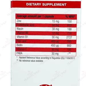 مشخصات کپسول زینک پلاس 15 میل + پابا + ب کمپلکس یوروویتال 60 عددی